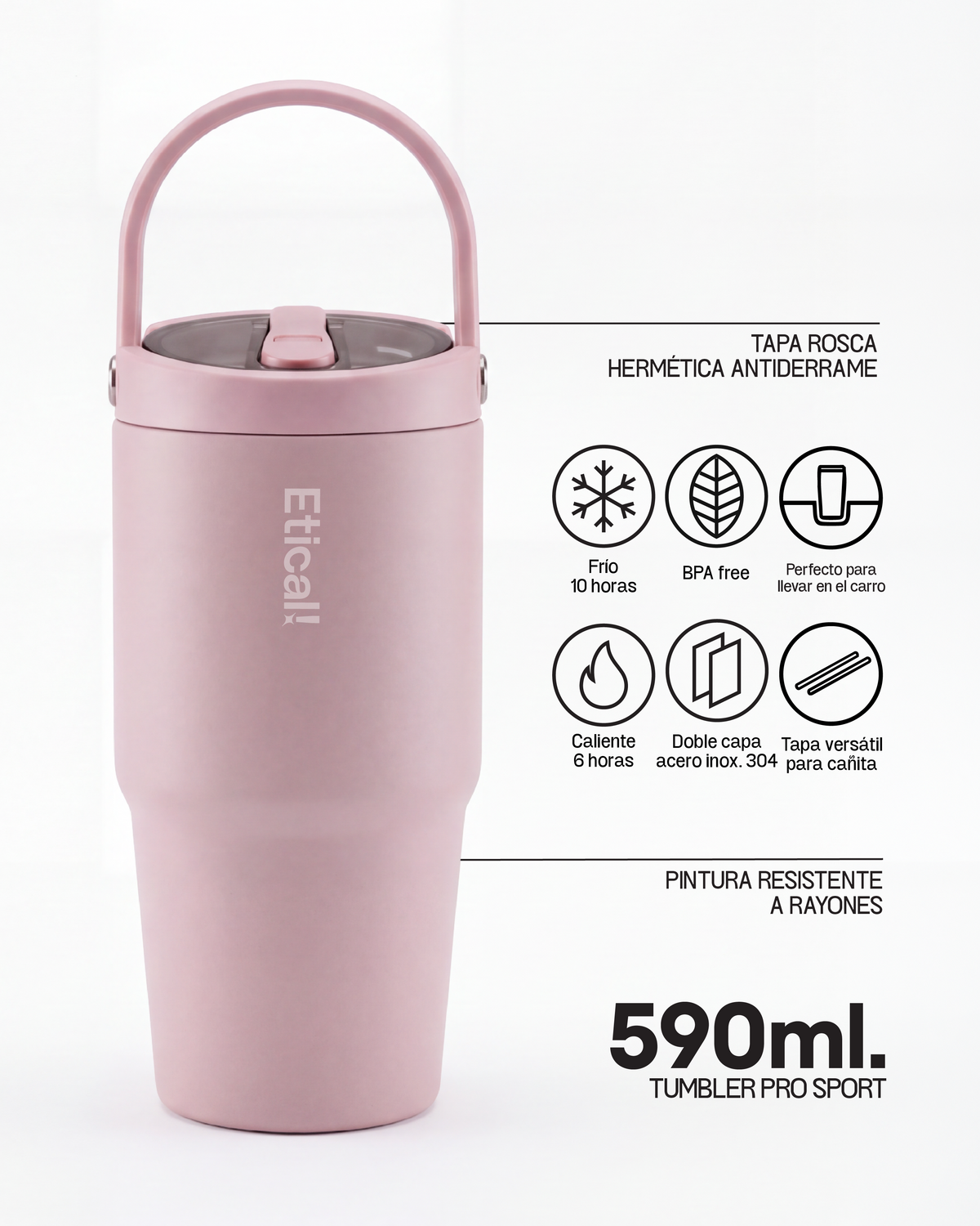 Tumbler PRO SPORT 590ml Rosado