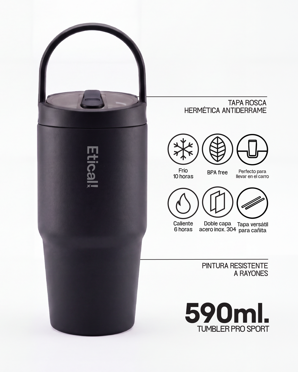 Tumbler PRO SPORT 590ml Negro