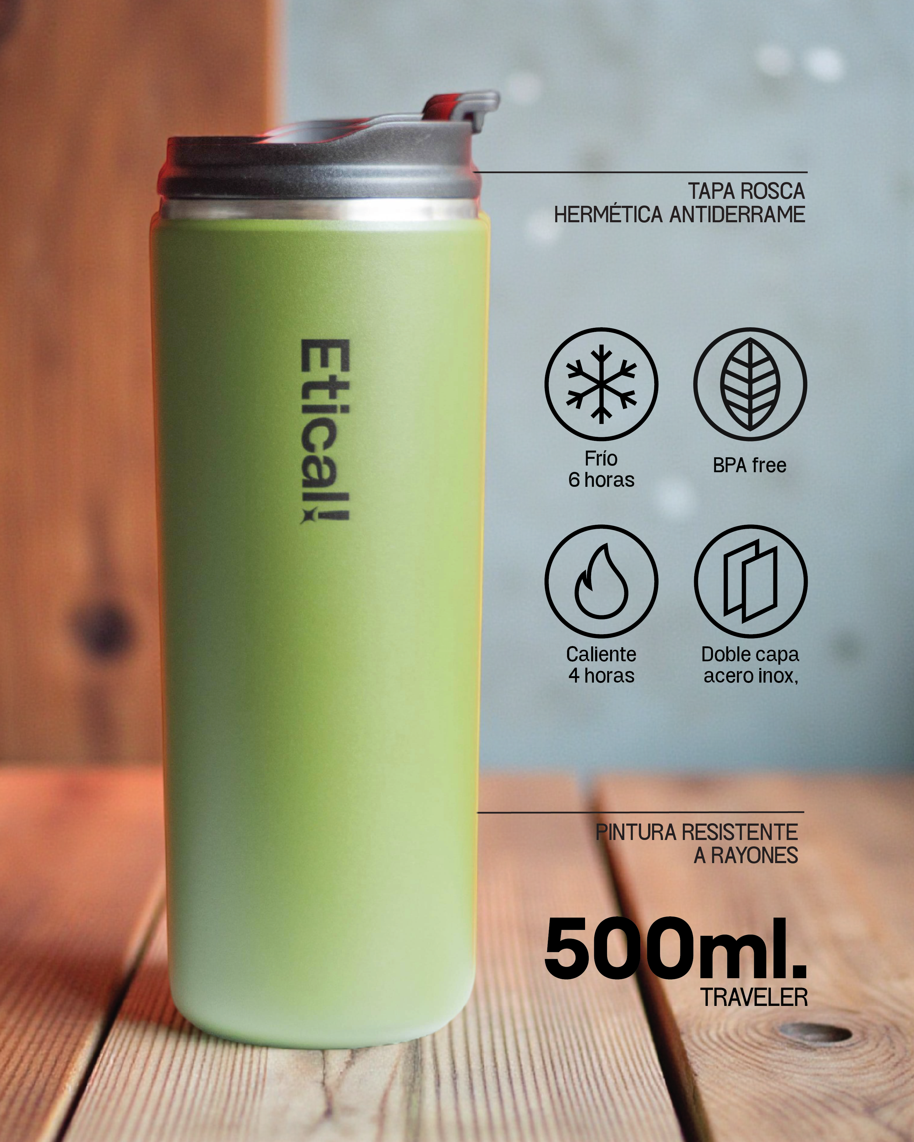 Etical Coffee Traveler 500ml Verde Olivo