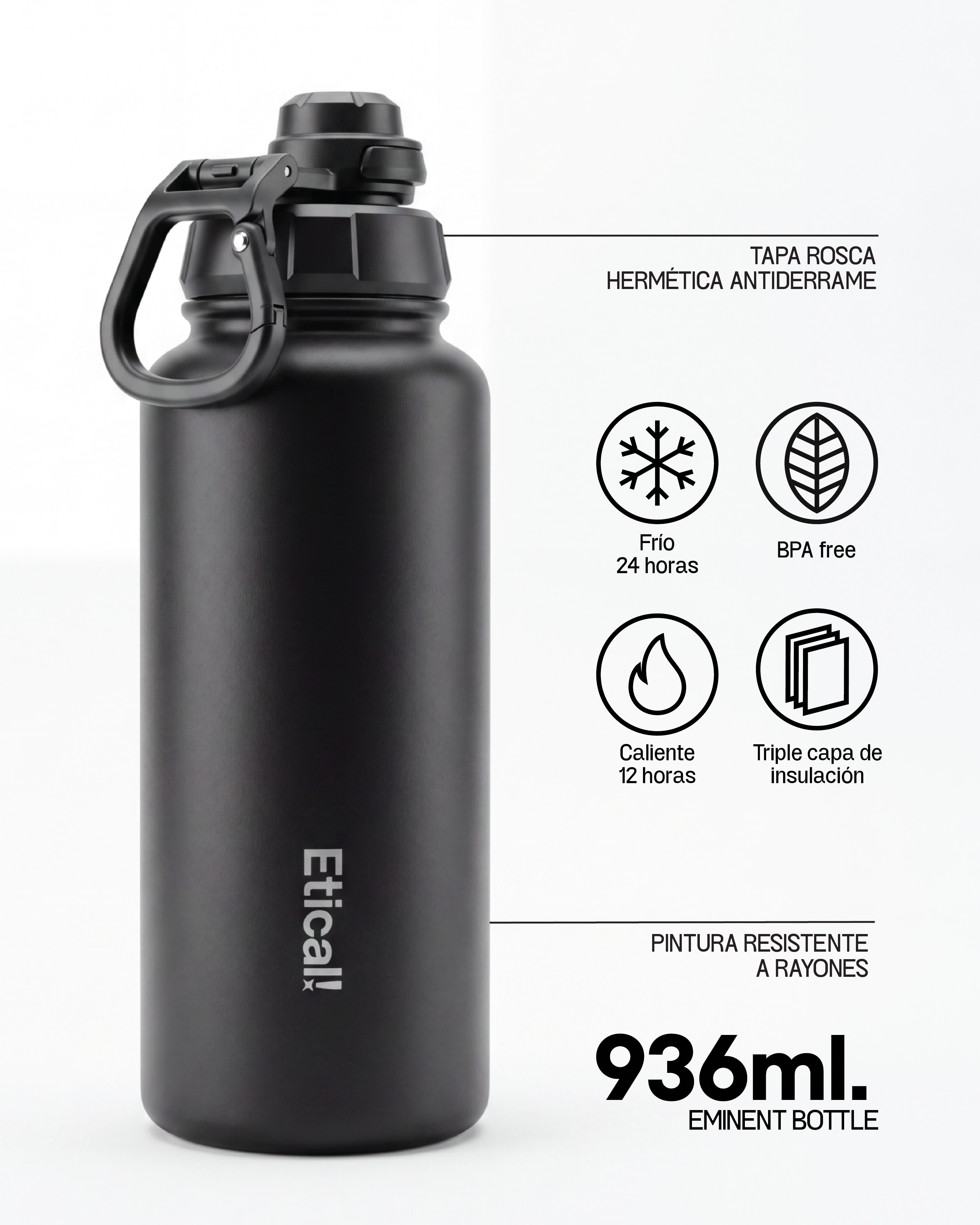 EMINENT Etical Sport Bottle 936ml Negro Ebony