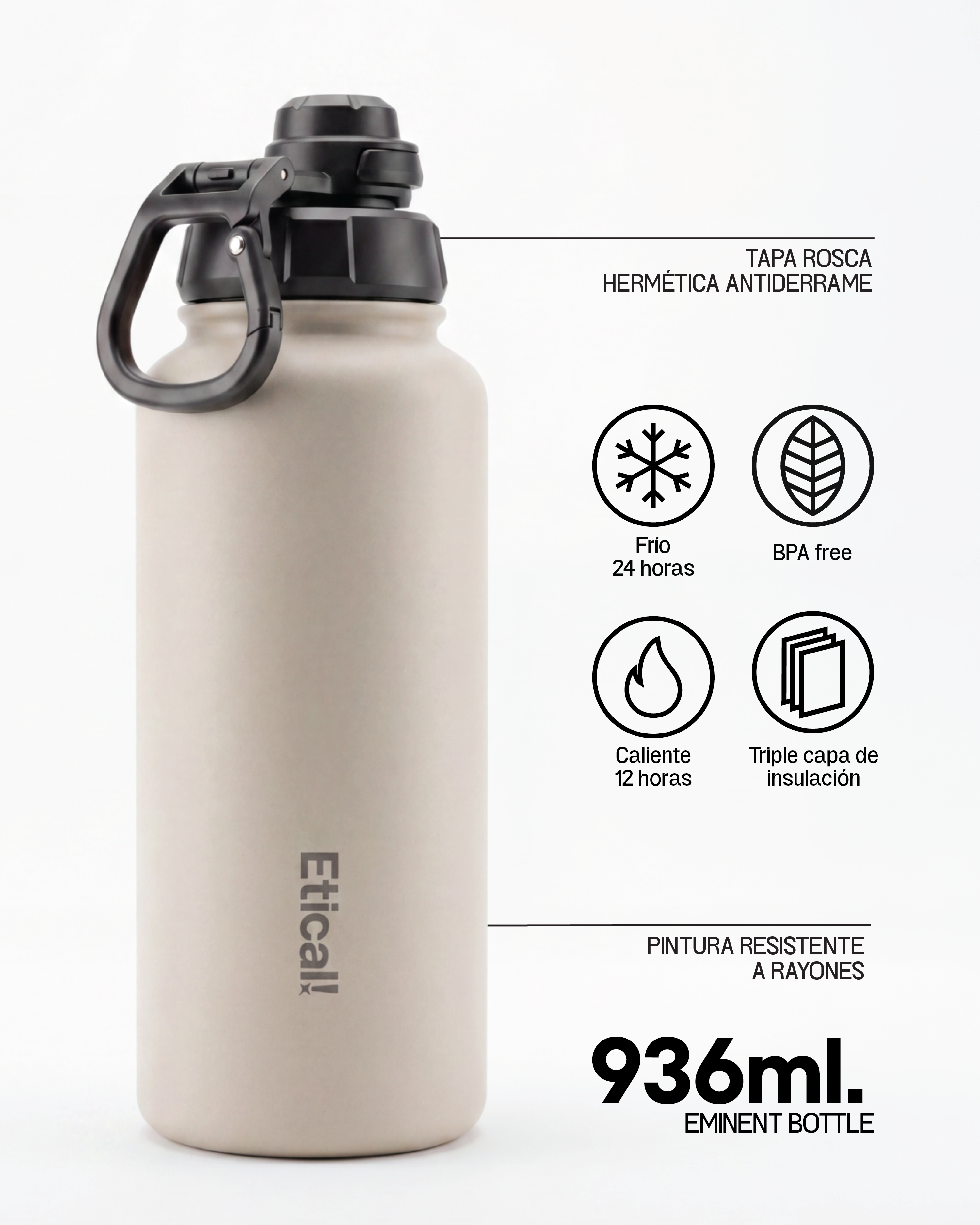 EMINENT Etical Sport Bottle 936ml Ivory