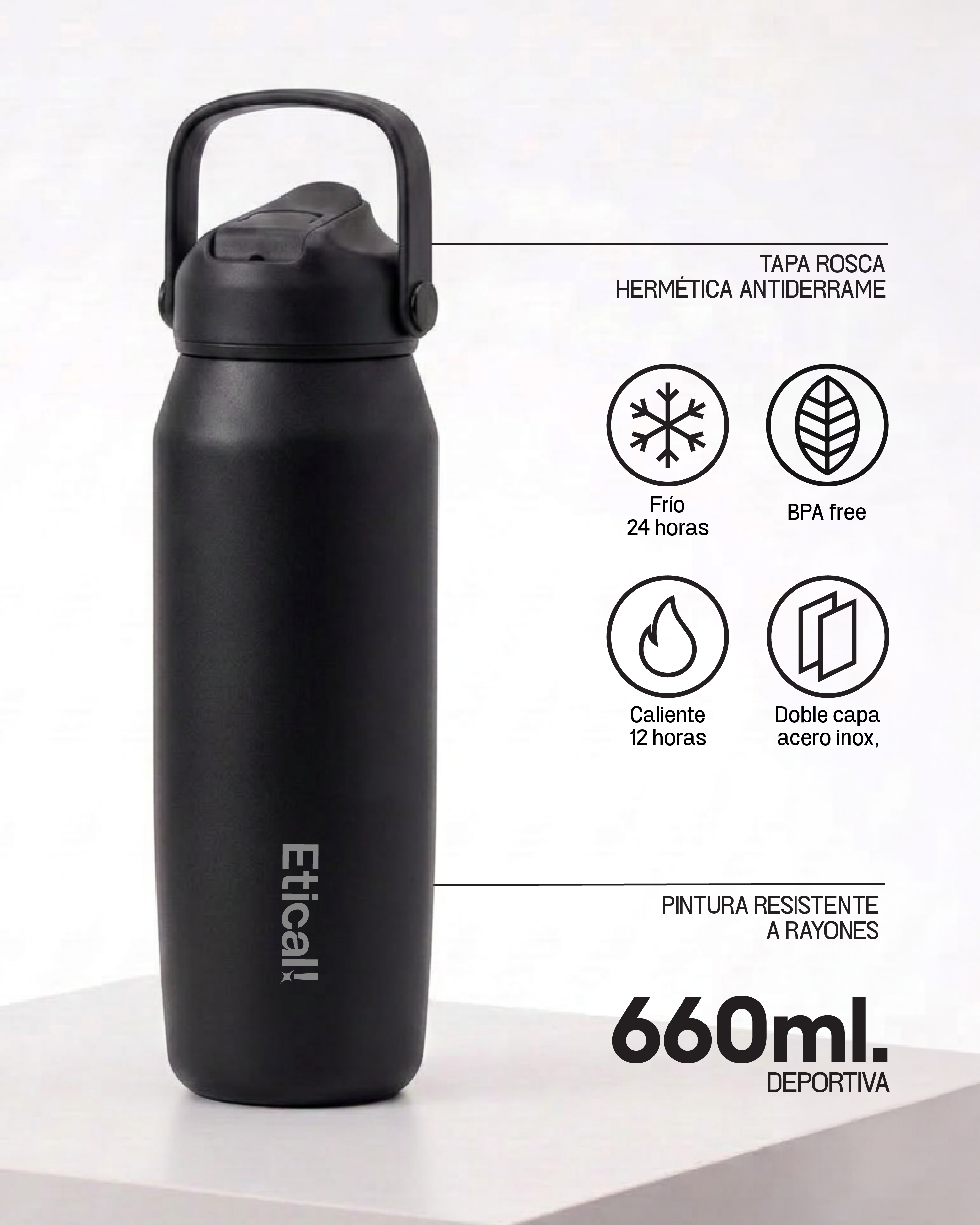 Etical Sport Bottle 660ml Ebony