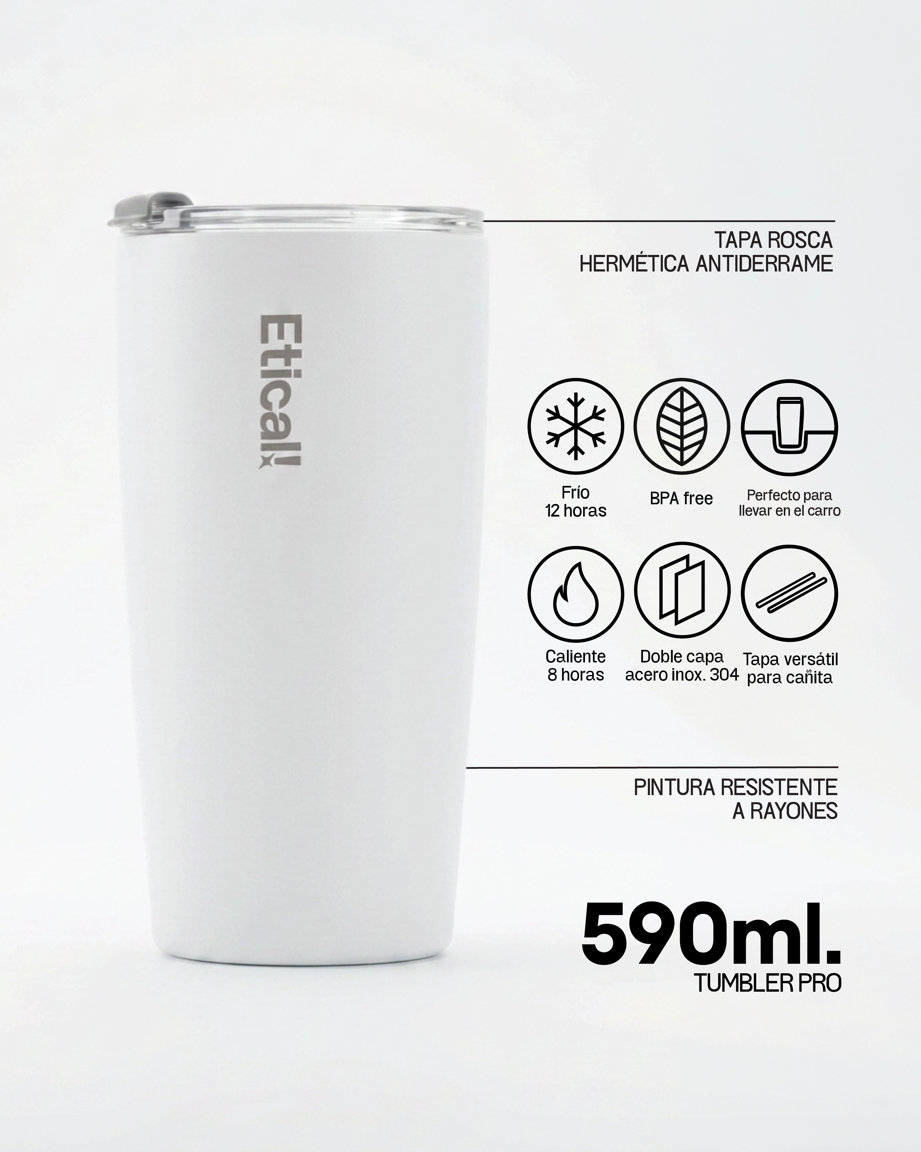 Tumbler PRO 590ml Blanco Artic