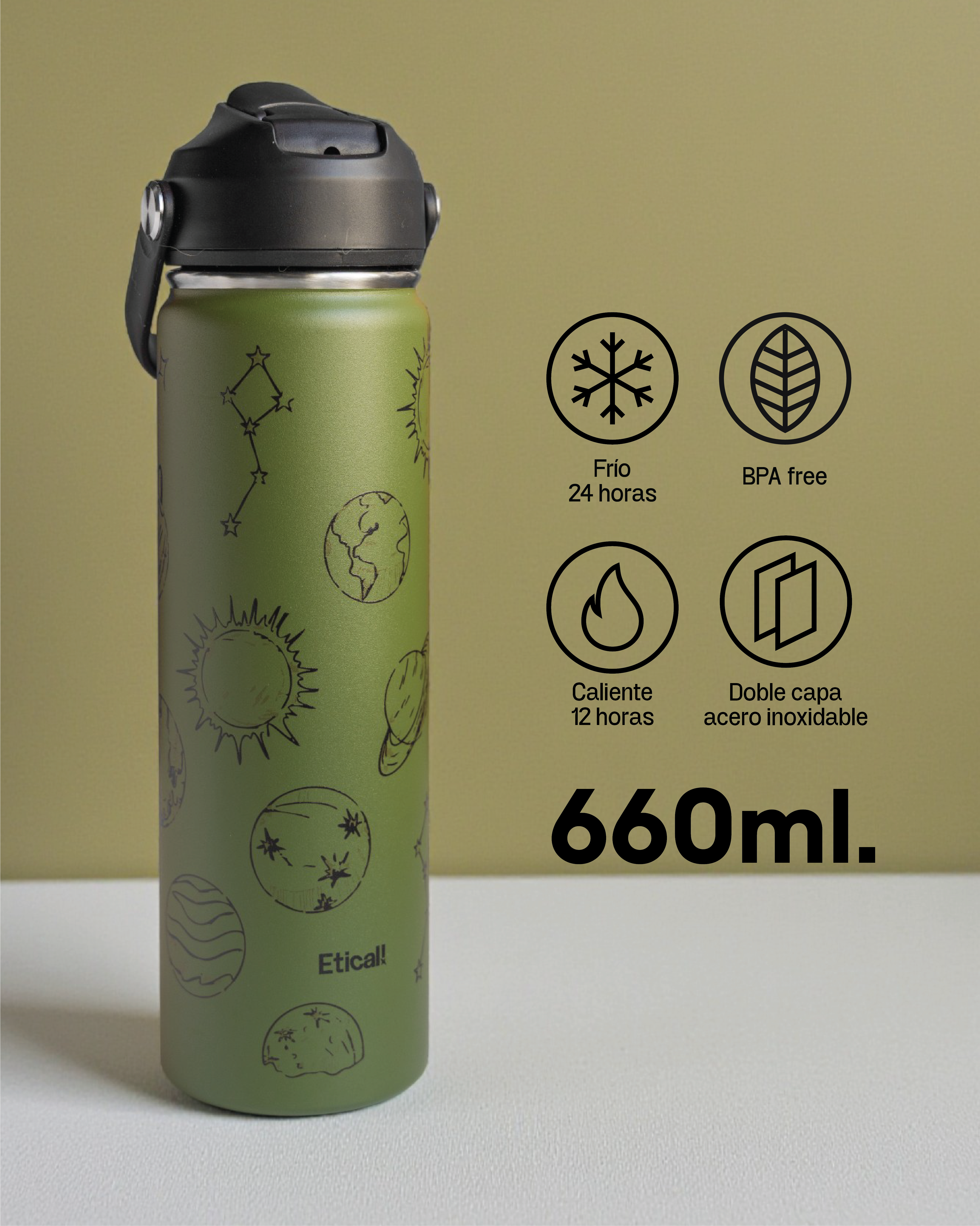 Etical Sport Bottle 660ml Verde Sideral