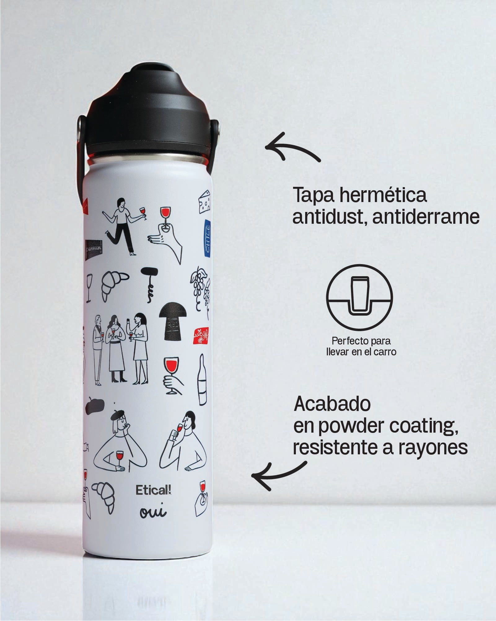 Etical Sport Bottle 660ml Blanco Artic "Très jolie"