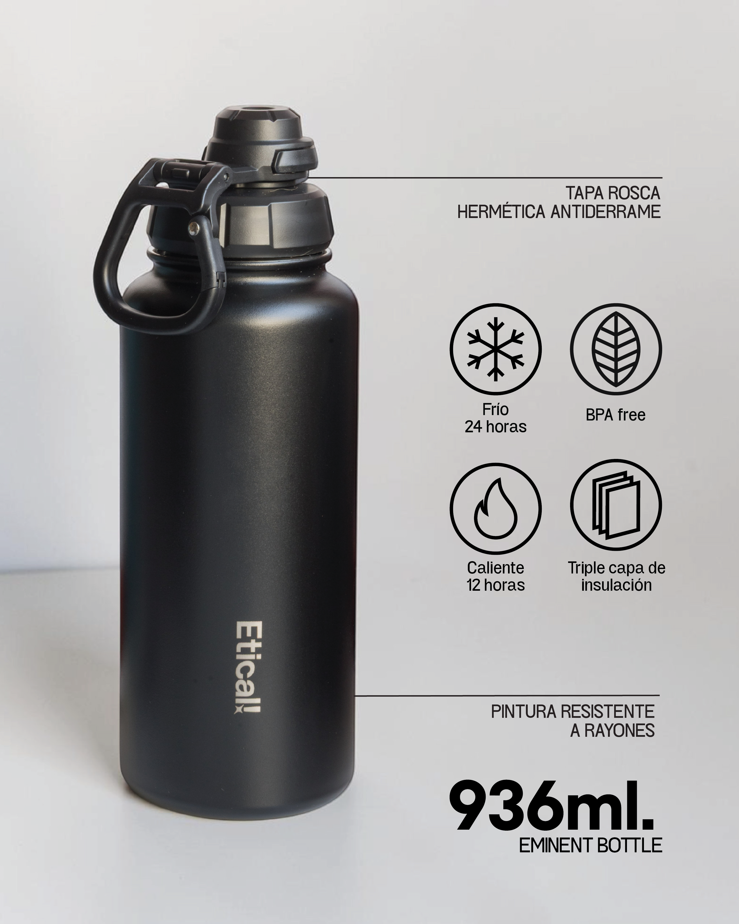 EMINENT Etical Sport Bottle 936ml Negro Ebony