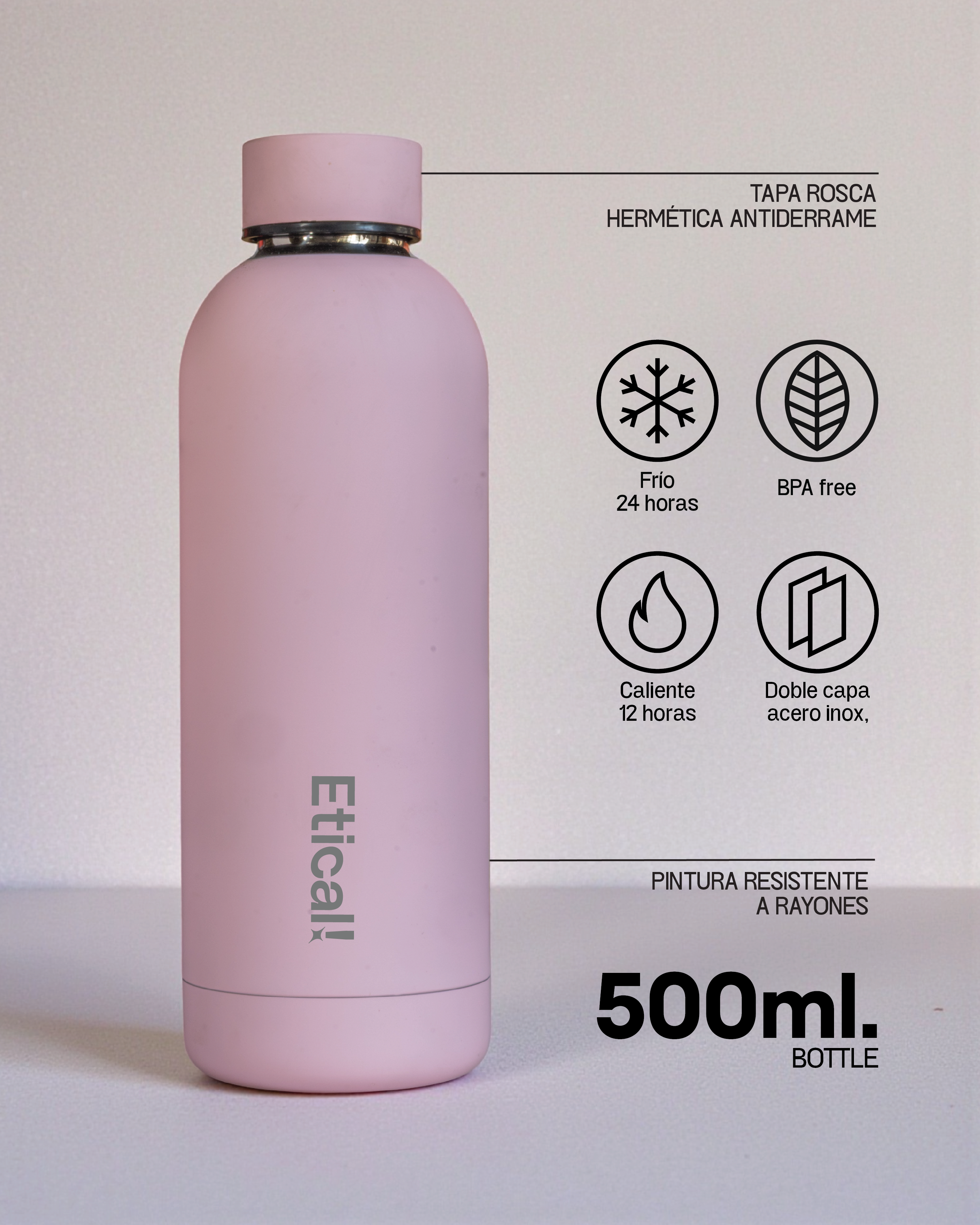 Etical Bottle 500ml Pink