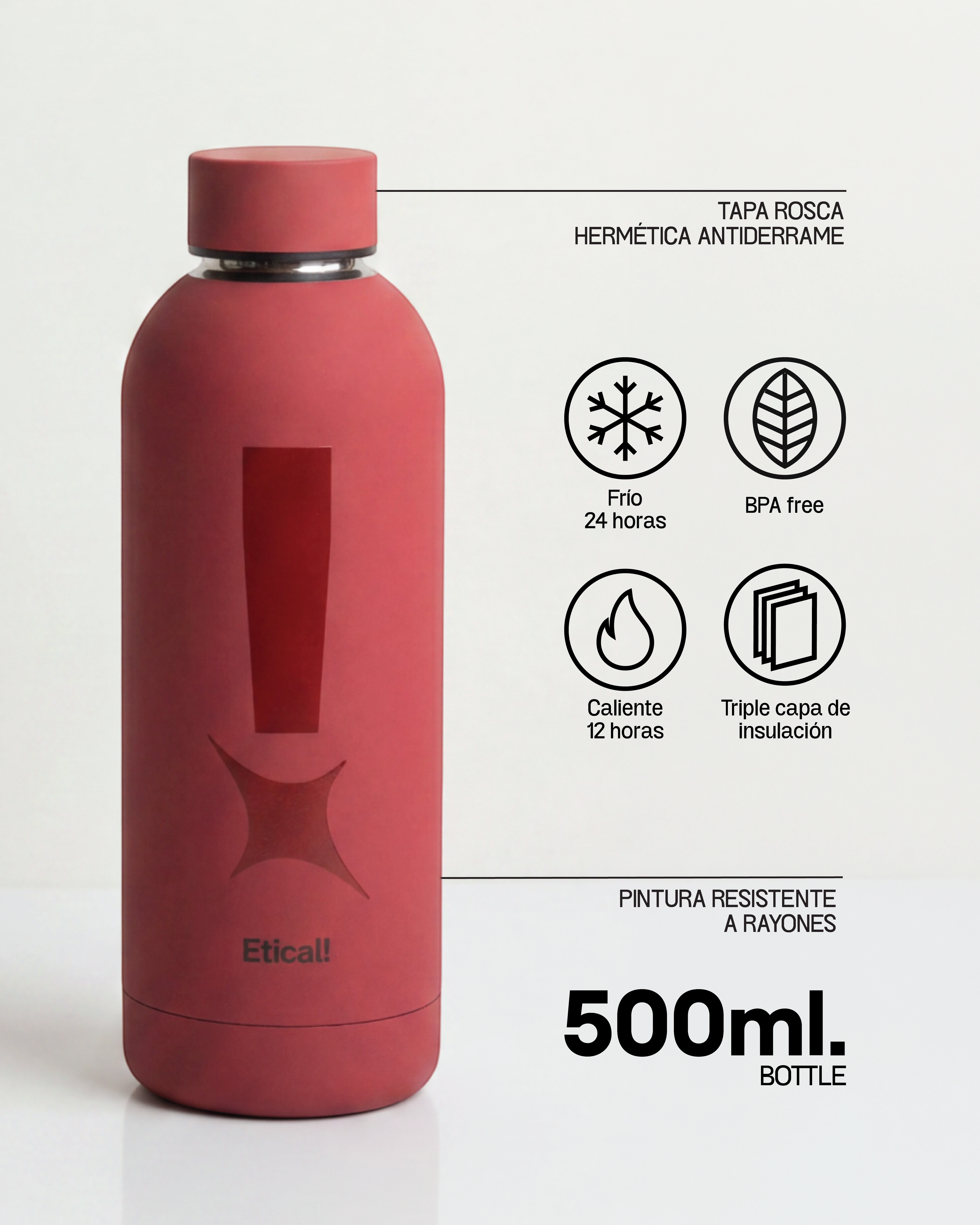 Etical Bottle Dark Red 500ml