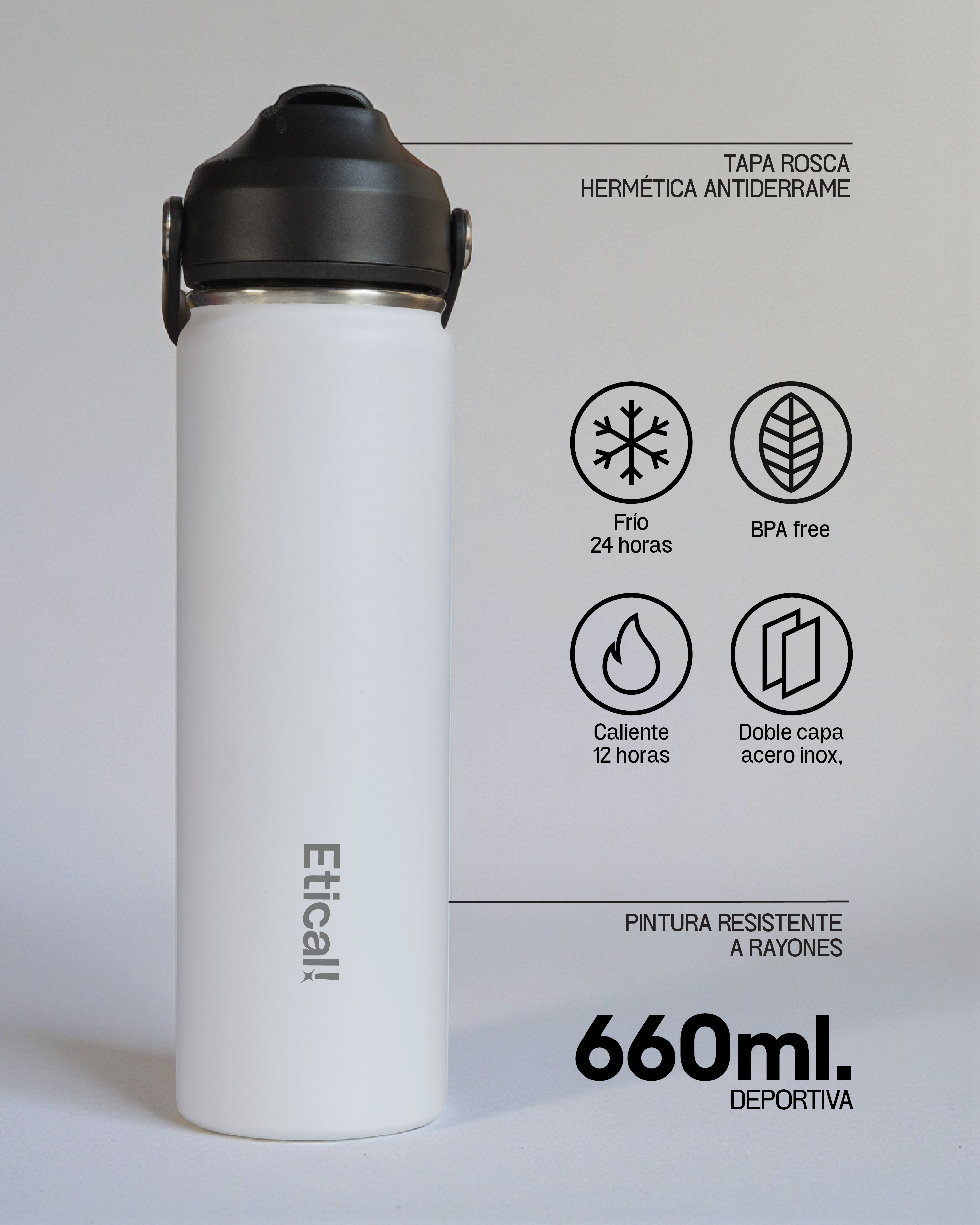 Etical Sport Bottle 660ml Blanco Artic