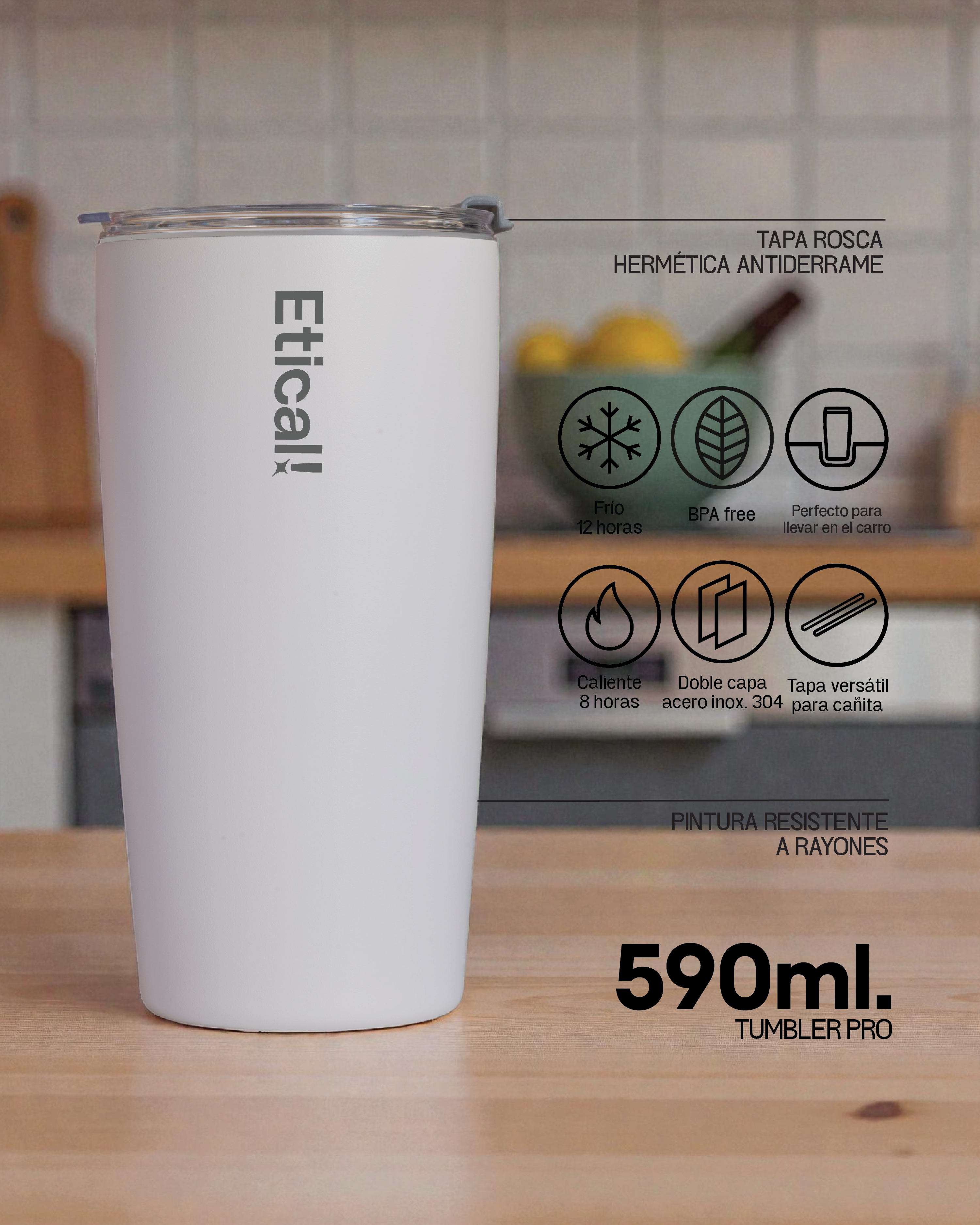 Tumbler PRO 590ml Blanco Artic