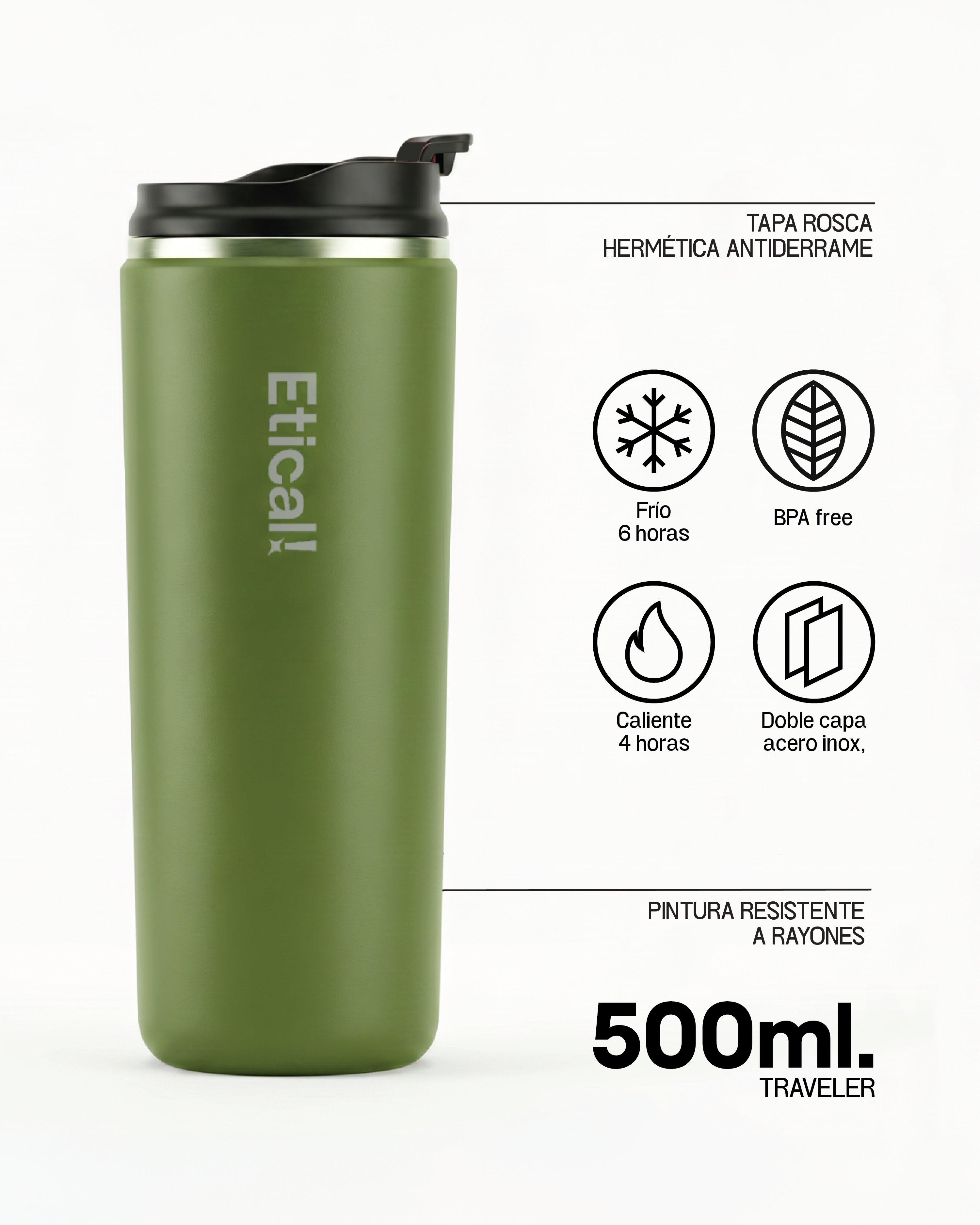 Etical Coffee Traveler 500ml Verde Olivo