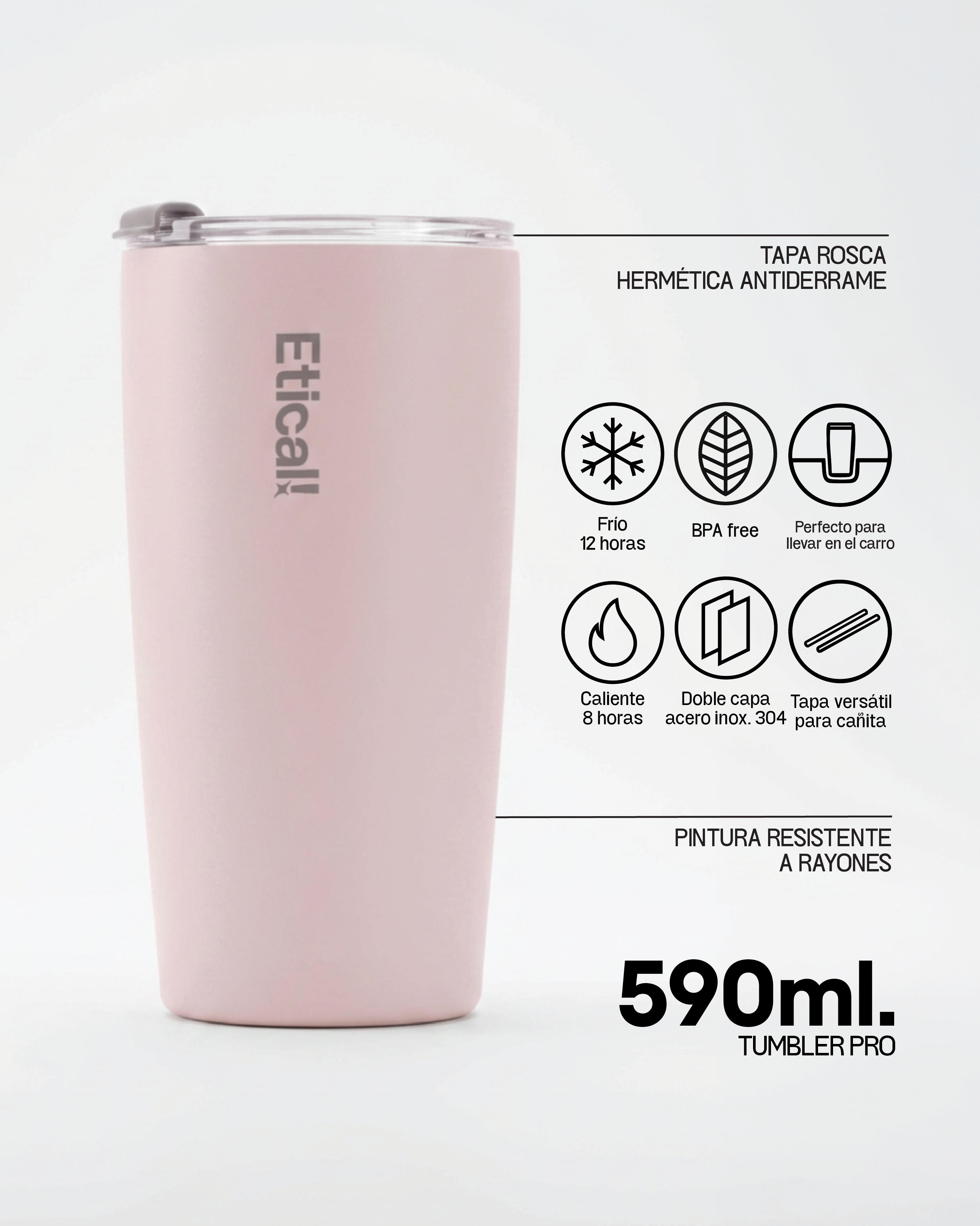 Tumbler PRO 590ml Rosa Light