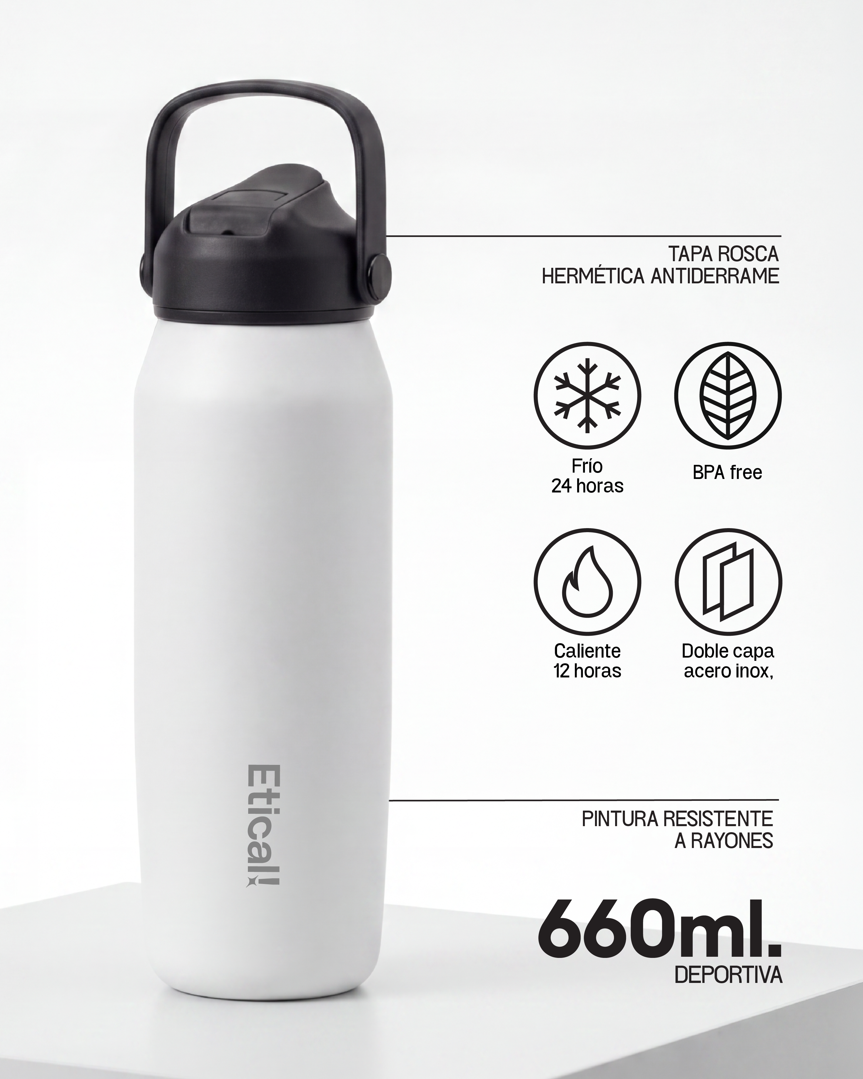 Etical Sport Bottle 660ml Blanco Artic