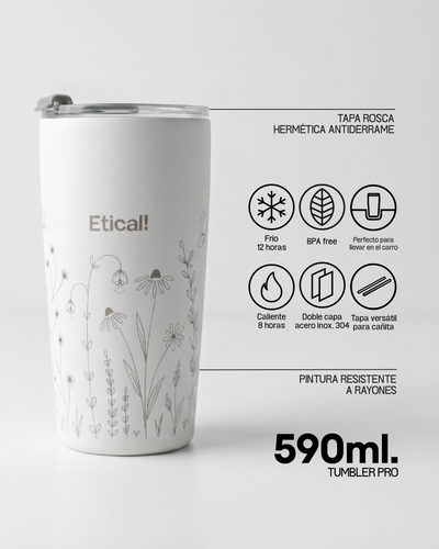 Tumbler PRO 590ml - Colección Jardín BLANCO