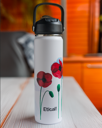 Etical Sport Bottle 660ml Blanco Artic "Poppies"