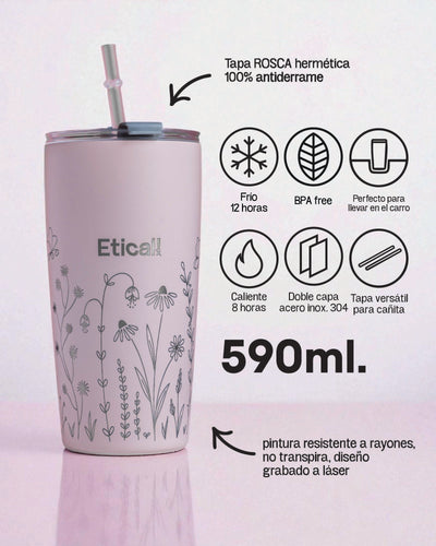 Tumbler PRO 590ml - Colección Jardín ROSADO
