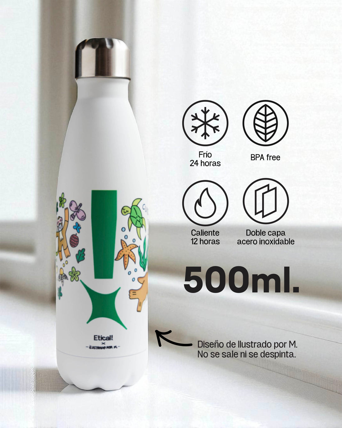 Cola Bottle Blanco Artic 500ml - ILUSTRADO POR M
