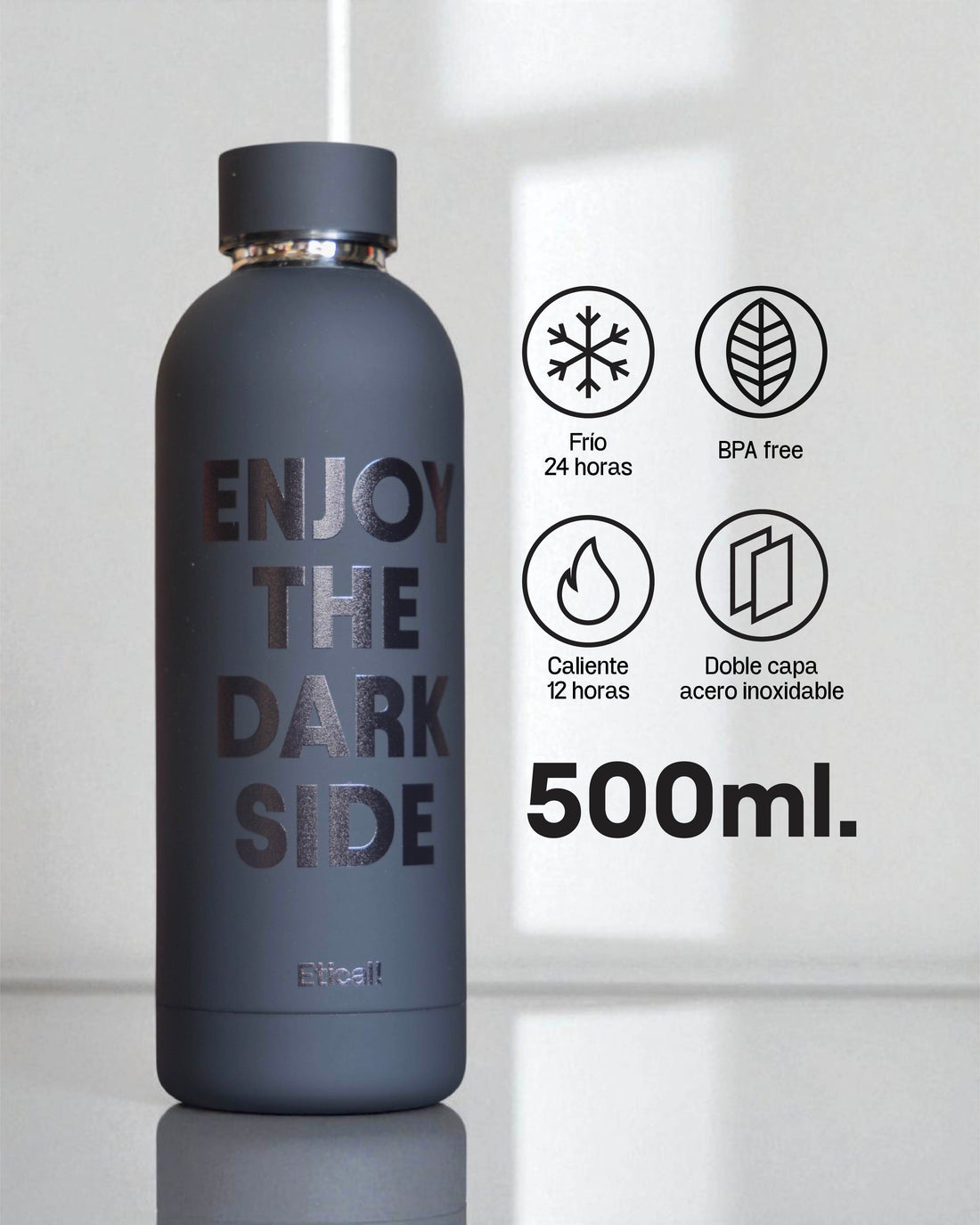 Etical Bottle &quot;ENJOY THE DARK SIDE&quot; 500ml NEGRO