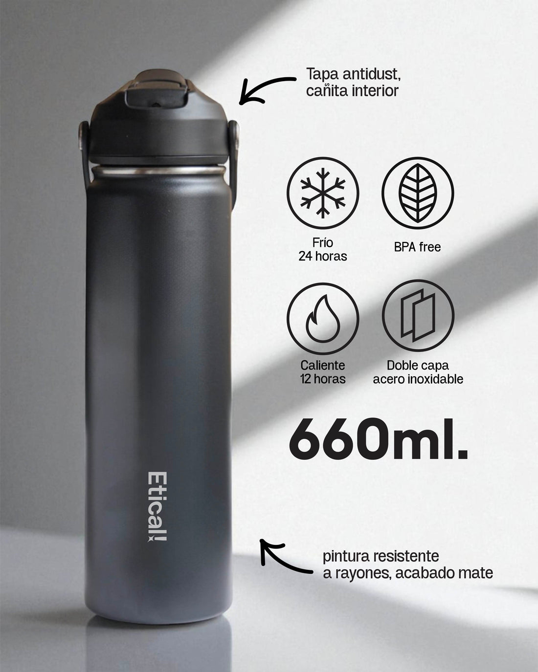 Etical Sport Bottle 660ml Ebony