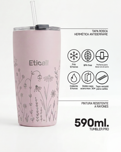 Tumbler PRO 590ml - Colección Jardín ROSADO