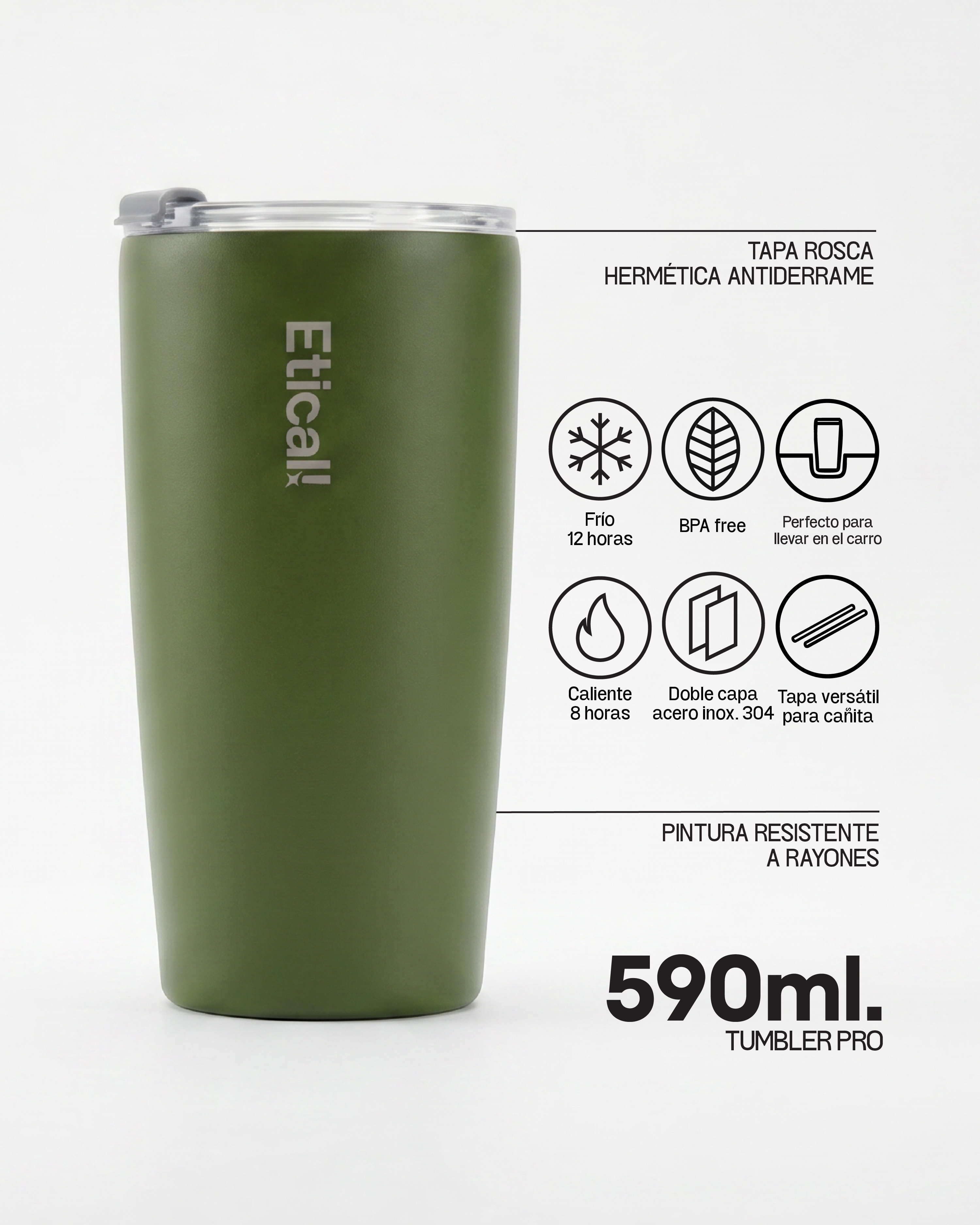 Tumbler PRO 590ml Verde Olivo