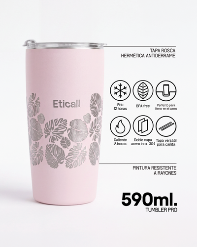 Tumbler PRO 590ml - Colección Monstera ROSADO